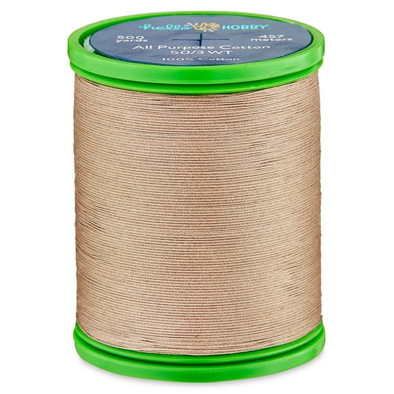Hello Hobby Nougat Brown Pima Cotton Thread, All Purpose, 50/3 WT