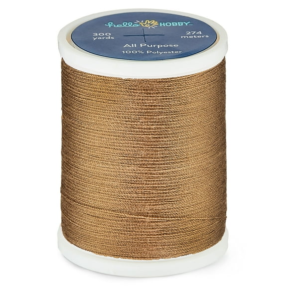 Hello Hobby Nutmeg Brown 100% Polyester All Purpose Thread, 300 Yards