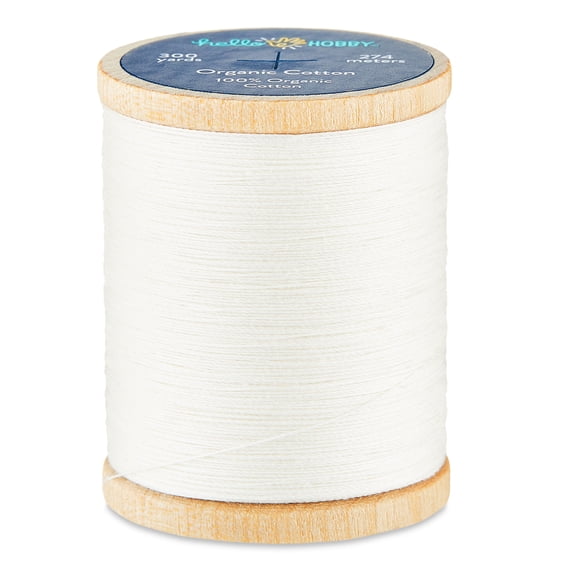 Hello Hobby Off-White 100% Organic Cotton All Purpose Thread, 300 Yards