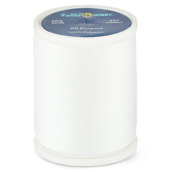 Hello Hobby Off-White 100% Polyester All Purpose Thread, 500 Yards