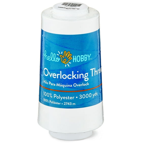 Hello Hobby Off-White 100% Polyester Overlocking Thread, 3000 Yards