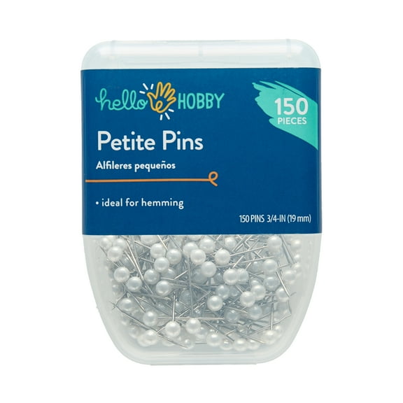 Hello Hobby Petite Straight Pins, White, 3/4", 150 Pieces
