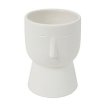 Hello Hobby Paintable Ceramic Face Planter, White Ceramic 3.86" x 4.92" High