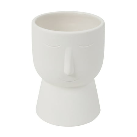 Hello Hobby Paintable Ceramic Face Planter, White Ceramic 3.86" x 4.92" High