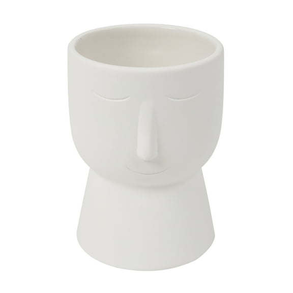 Hello Hobby Paintable Ceramic Face Planter, White Ceramic 3.86" x 4.92" High