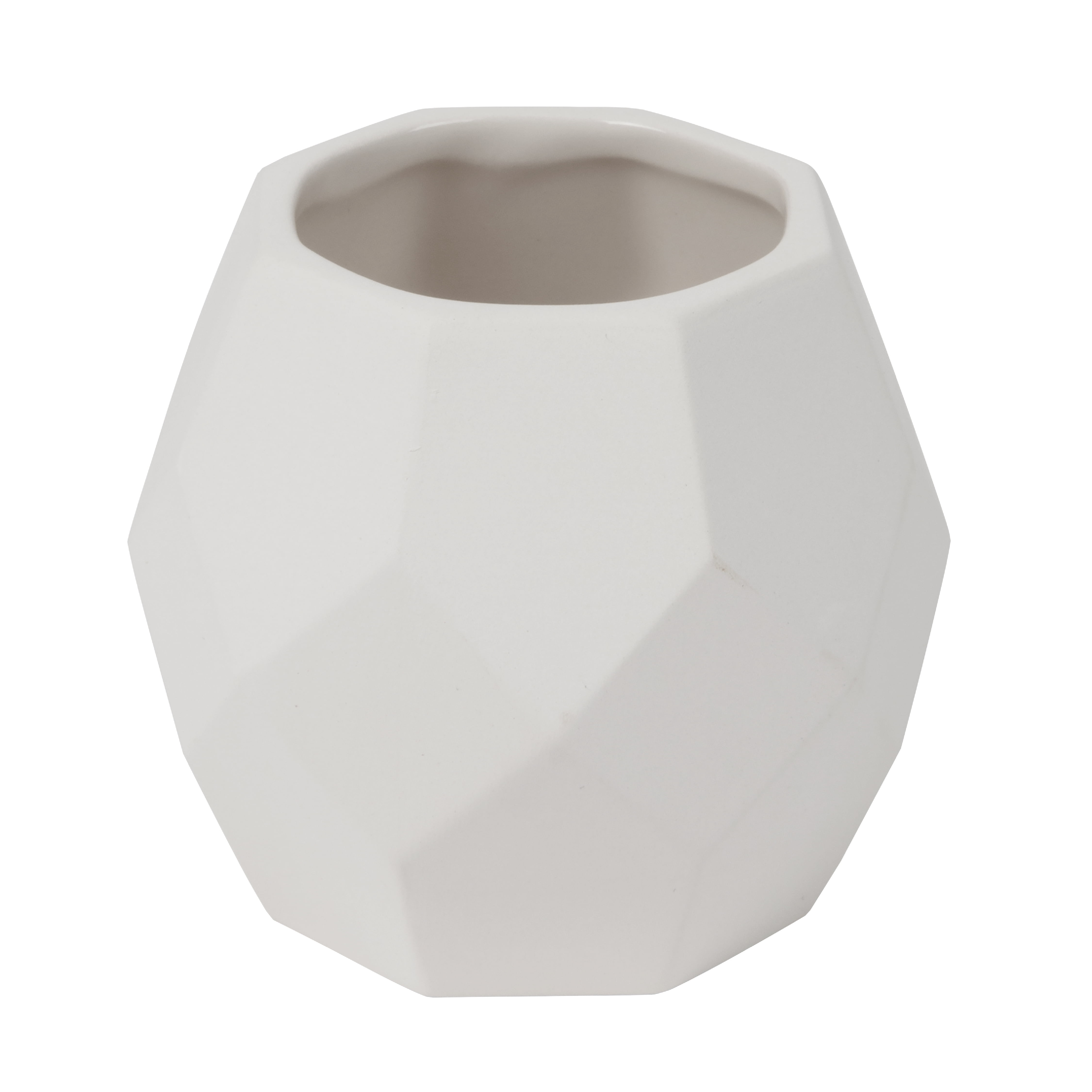 Hello Hobby Paintable Small Ceramic Geometric Planter, White