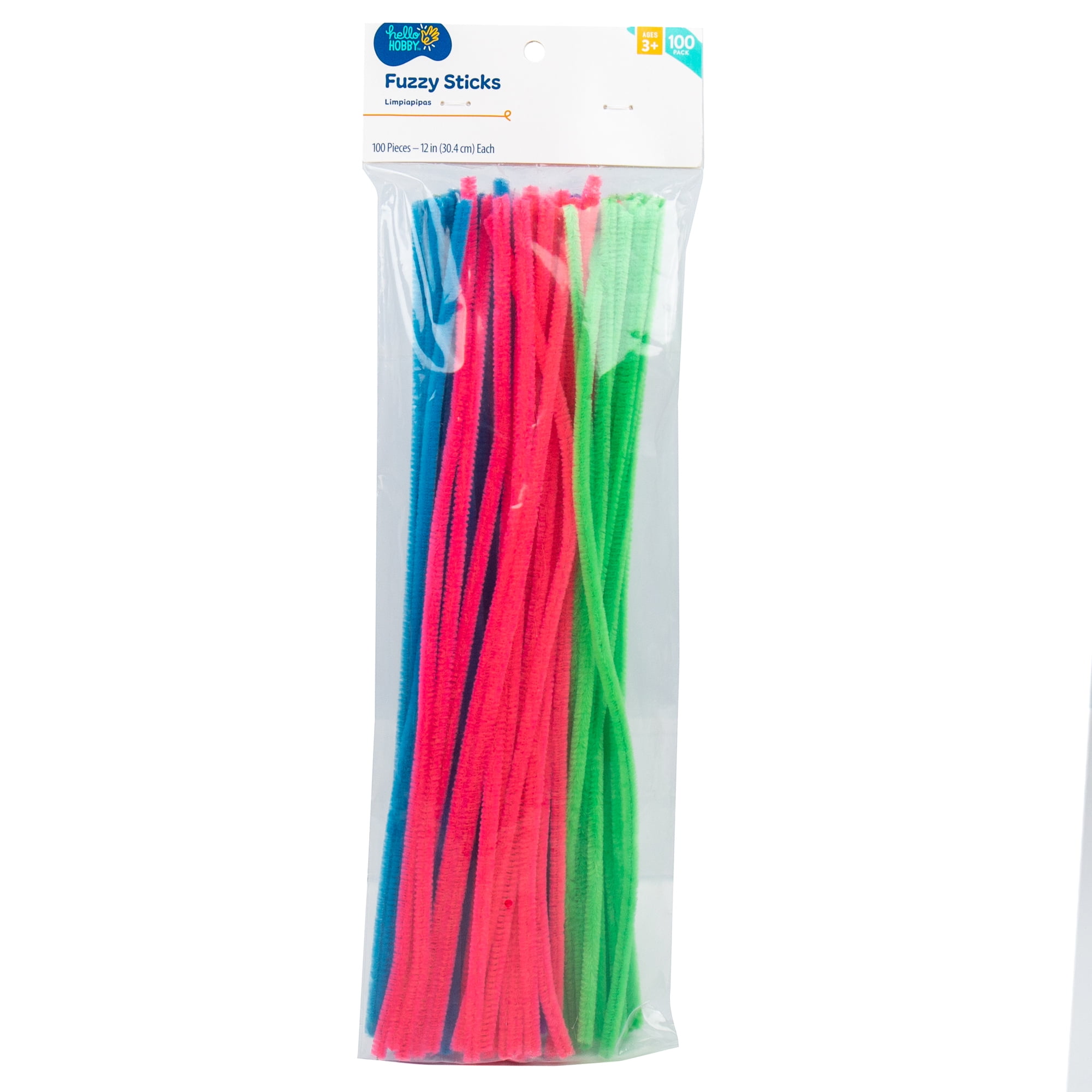 Hello Hobby Pastel Fuzzy Sticks Pipe Cleaners, 100-Pack