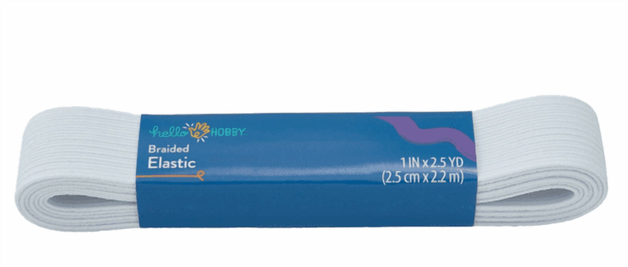 Hello Hobby White Braided Elastic 1-Inch x 2.5-Yards for Sewing & Craft