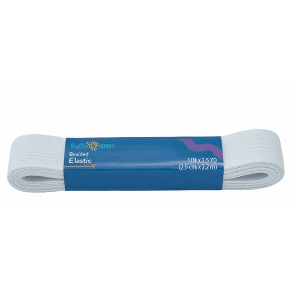 Hello Hobby White Braided Elastic 1-Inch x 2.5-Yards for Sewing & Craft