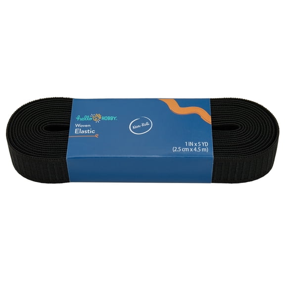 Hello Hobby 1" x 5 Yard Black Woven Elastic for Sewing and Crafts