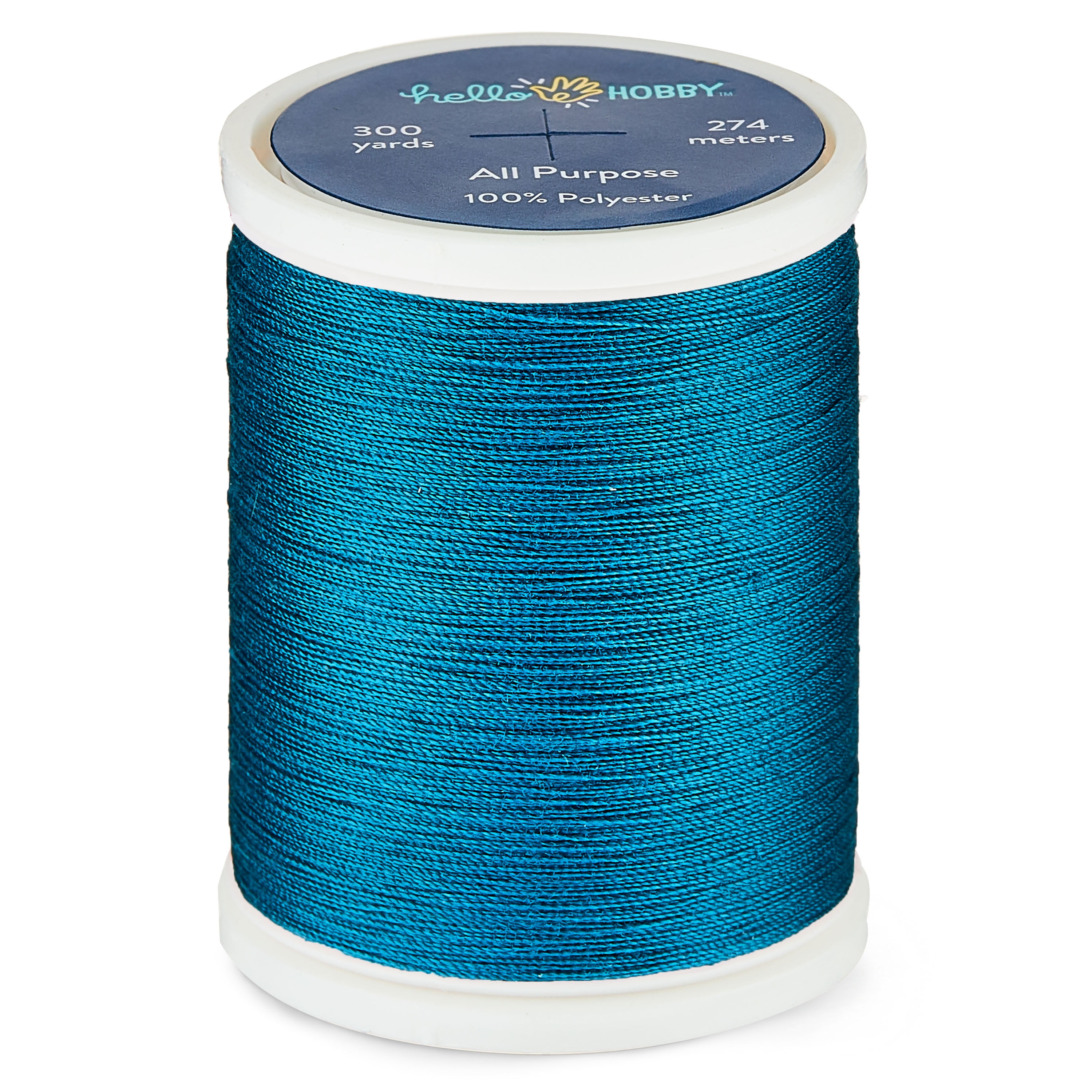 Hello Hobby Peacock Blue 100% Polyester All Purpose Thread, 300 Yards