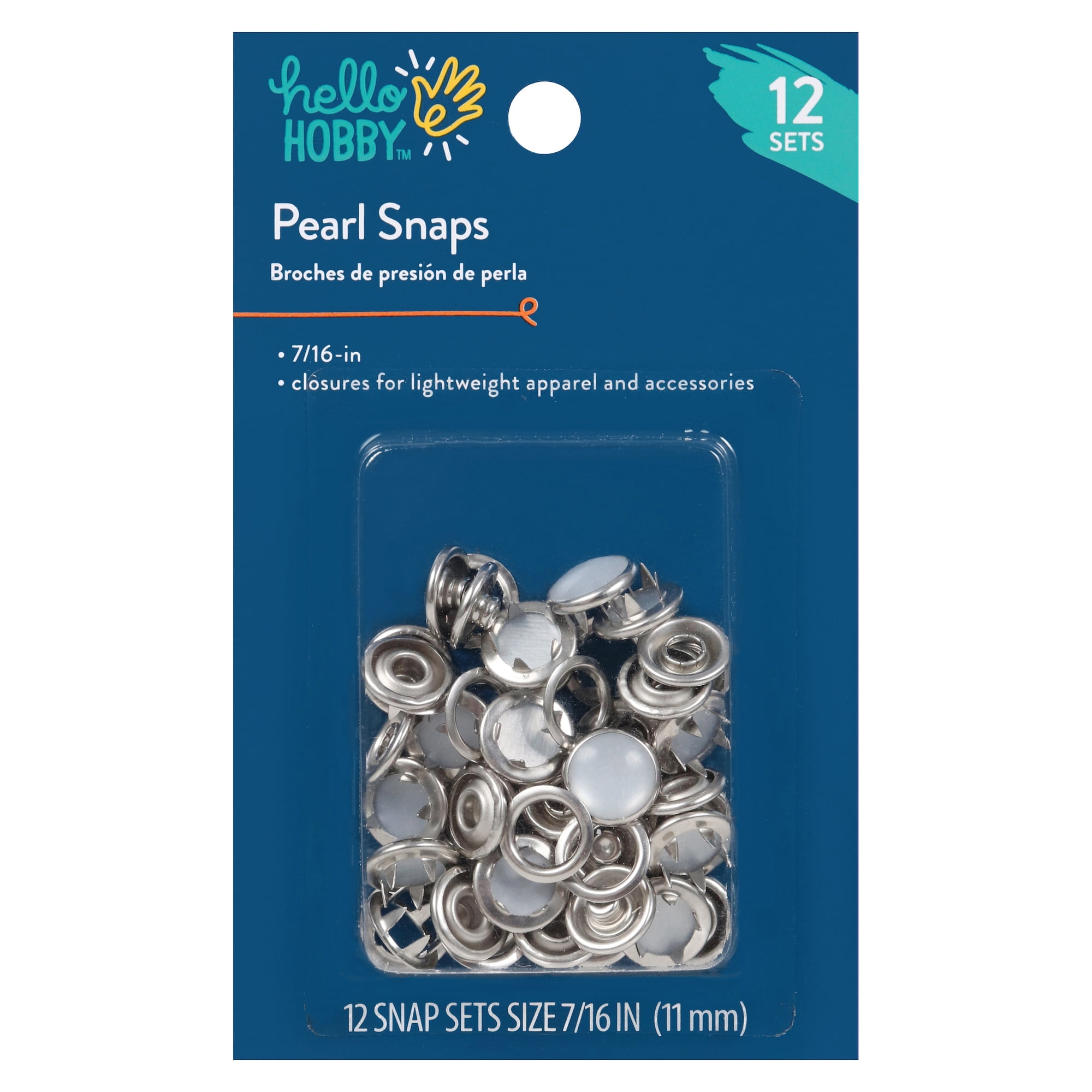 Hello Hobby Pearl Snap Fasteners, Nickel Plated Brass (12 Count
