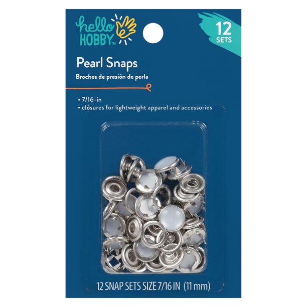 Hello Hobby Pearl Snap Fasteners, Nickel Plated Brass (12 Count