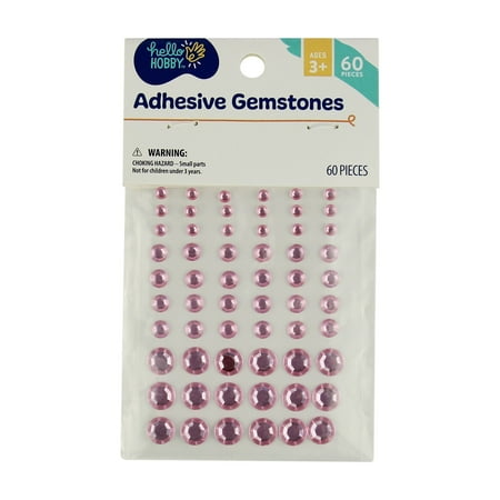 Hello Hobby Pink Adhesive Round Gemstones Stickers, 60 Piece Scrapbooking Embellishments