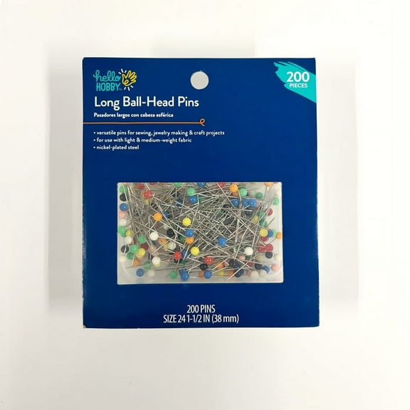 Hello Hobby Pins Ballhead 200 Count with Assorted Color, Size24, 38mm in Length