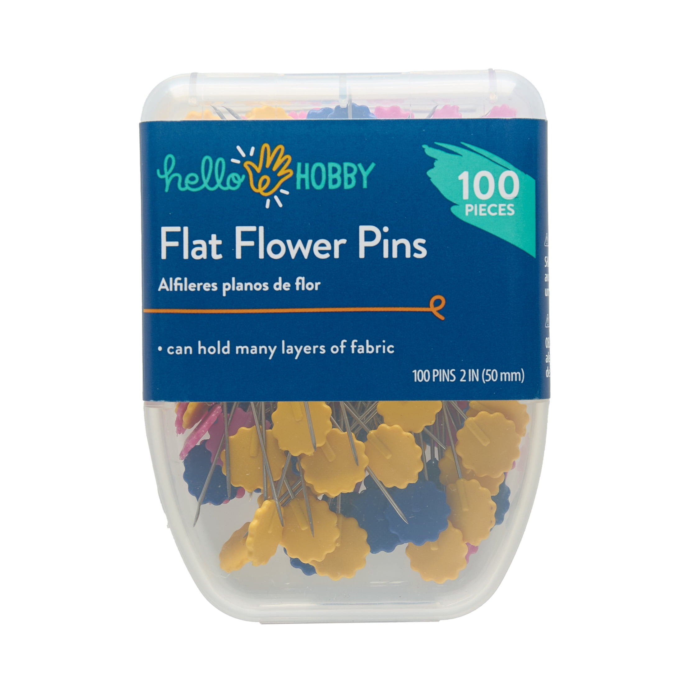 Hello Hobby Flat Flower Sewing Pins - 100 Count