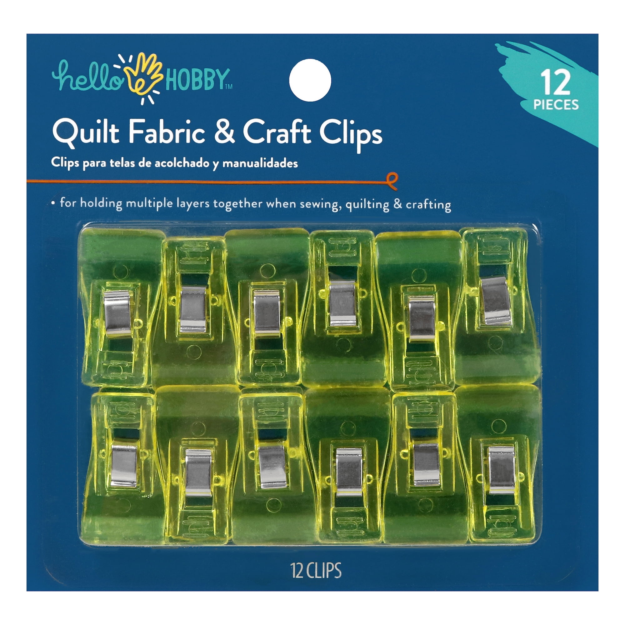 Hello Hobby Plastic Quilt Fabric Clips, Yellow (12 Count)