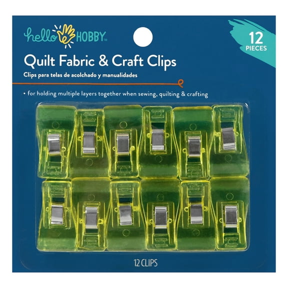 Hello Hobby Plastic Quilt Fabric Clips, Yellow (12 Count)
