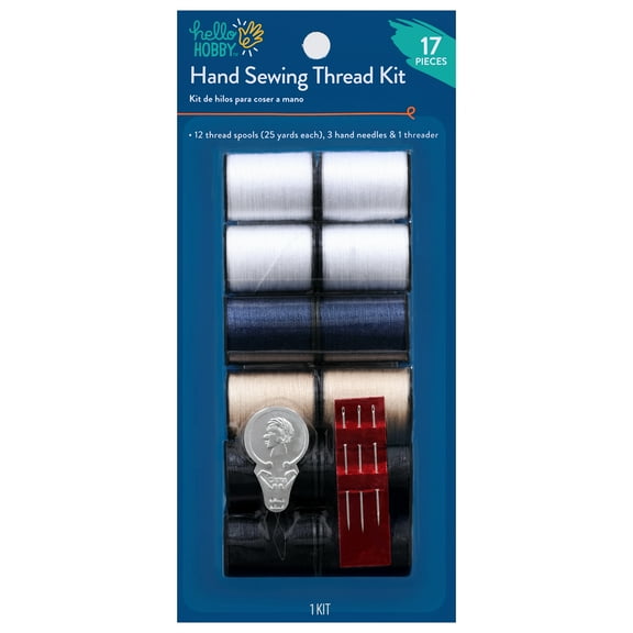 Hello Hobby Polyester Hand-Sewing Thread Pack, 12 Assorted Neutral Colors, 25 Yards Each