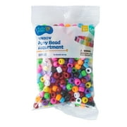 Hello Hobby Rainbow Pony Bead Mix, 500 Pieces, Multicolor Plastic Beads for Jewelry Making and DIY Crafts