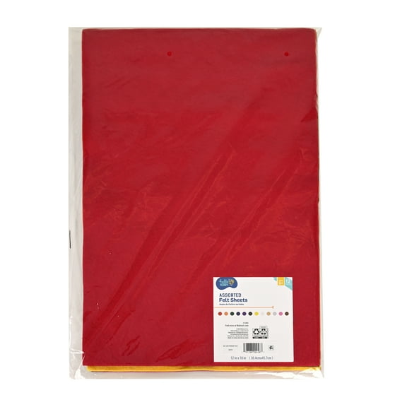 Hello Hobby Primary Multicolor Felt Sheets, 12 Pack for Sewing and Crafts