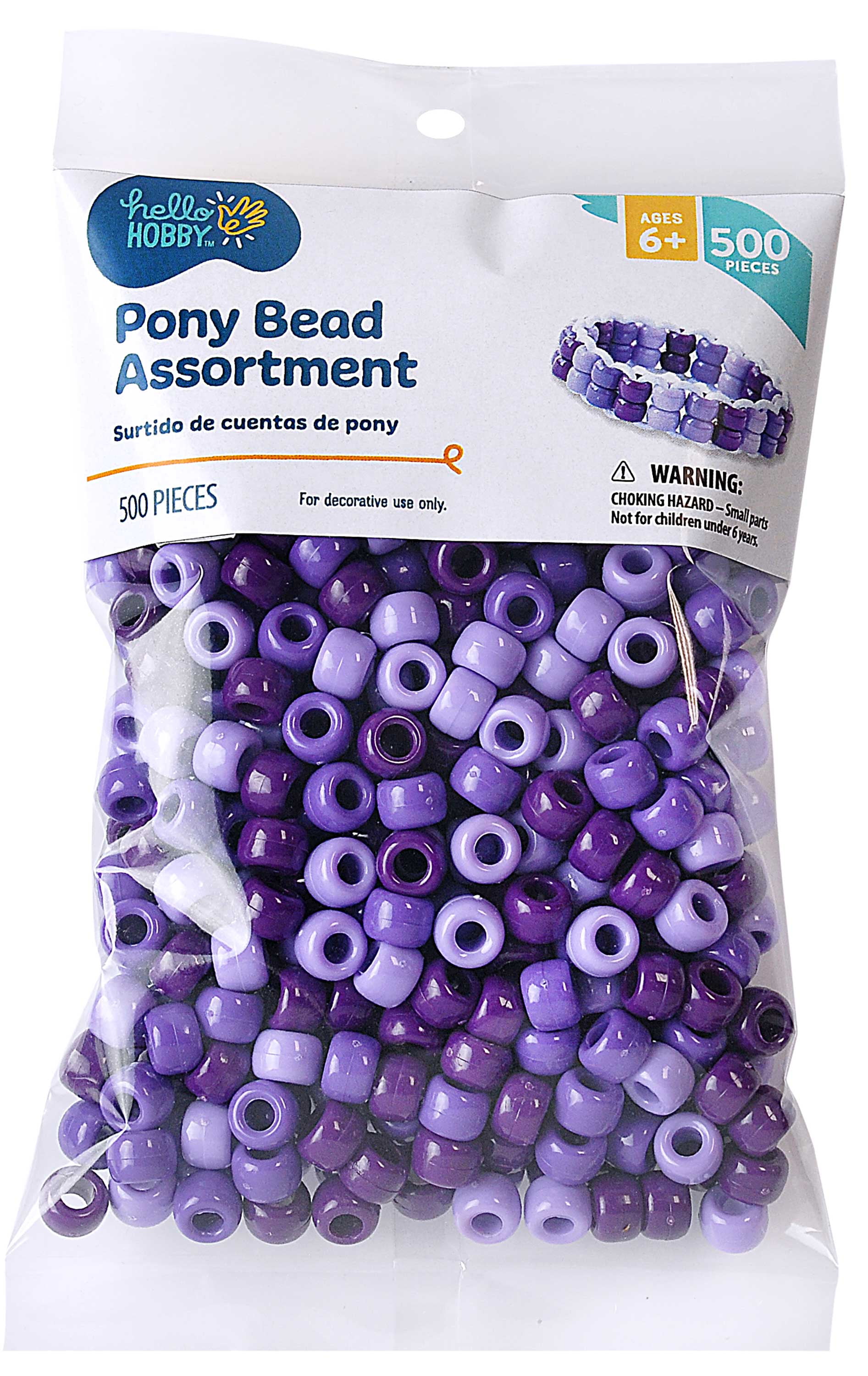 Hello Hobby 500 Pc Purple Ombre Mix 9x6mm Plastic Pony Beads for