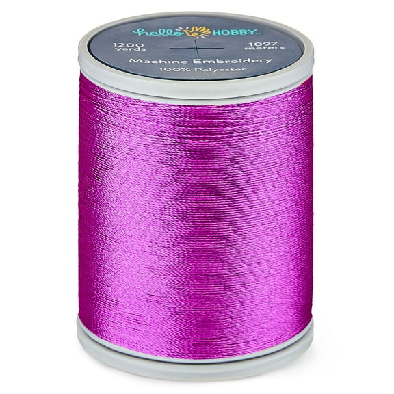 Hello Hobby Purple Orchid Polyester Embroidery Thread, 1200 Yards