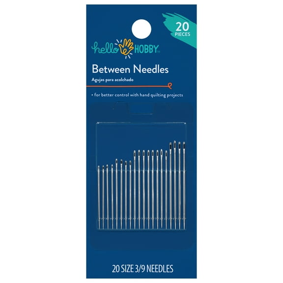 Hello Hobby Quilter's Betweens Steel Hand-Sewing Needles, Sizes 3/9, 20 Pieces