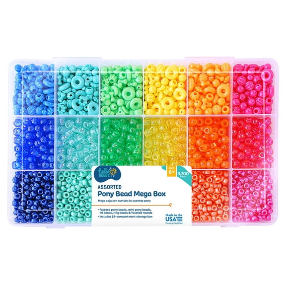 Hello Hobby - Rainbow Craft Bead Box - 3200 Pieces - USHH6671