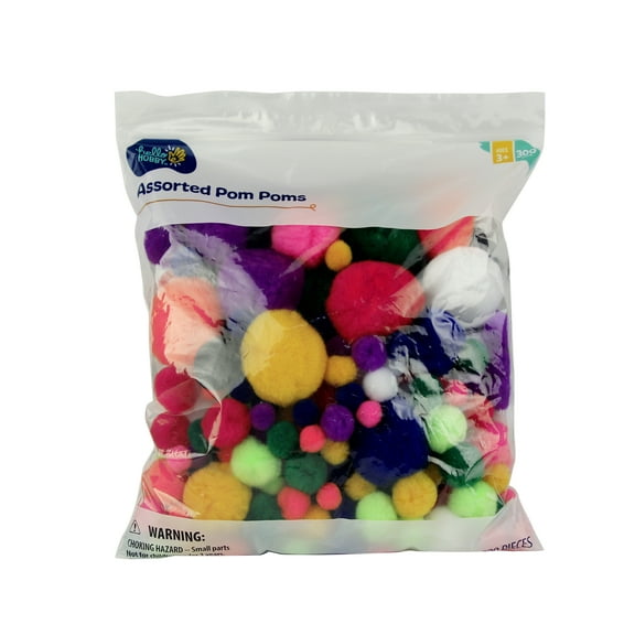 Hello Hobby Rainbow Multicolor Pom Poms, 300 Piece