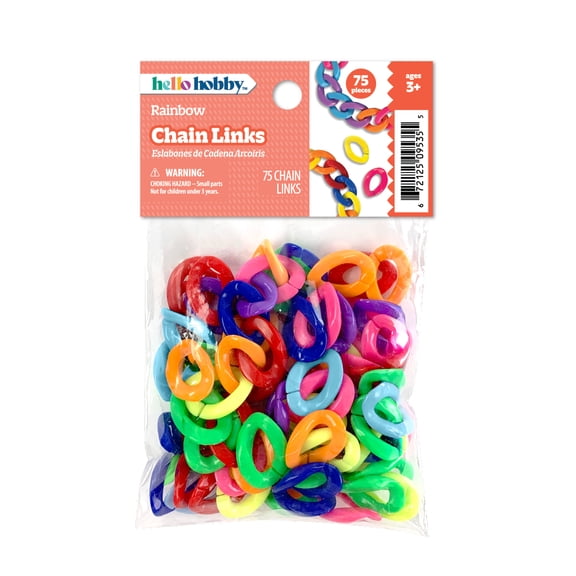 Hello Hobby Rainbow Plastic Chain Links, DIY Kids Jewelry