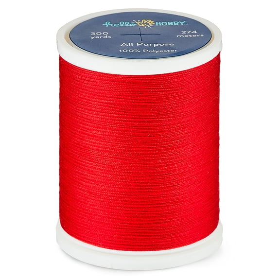 Hello Hobby Red 100% Polyester All Purpose Thread, 300 Yards