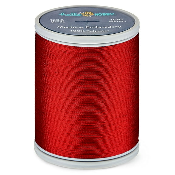 Hello Hobby Red Polyester Embroidery Thread, 40 WT