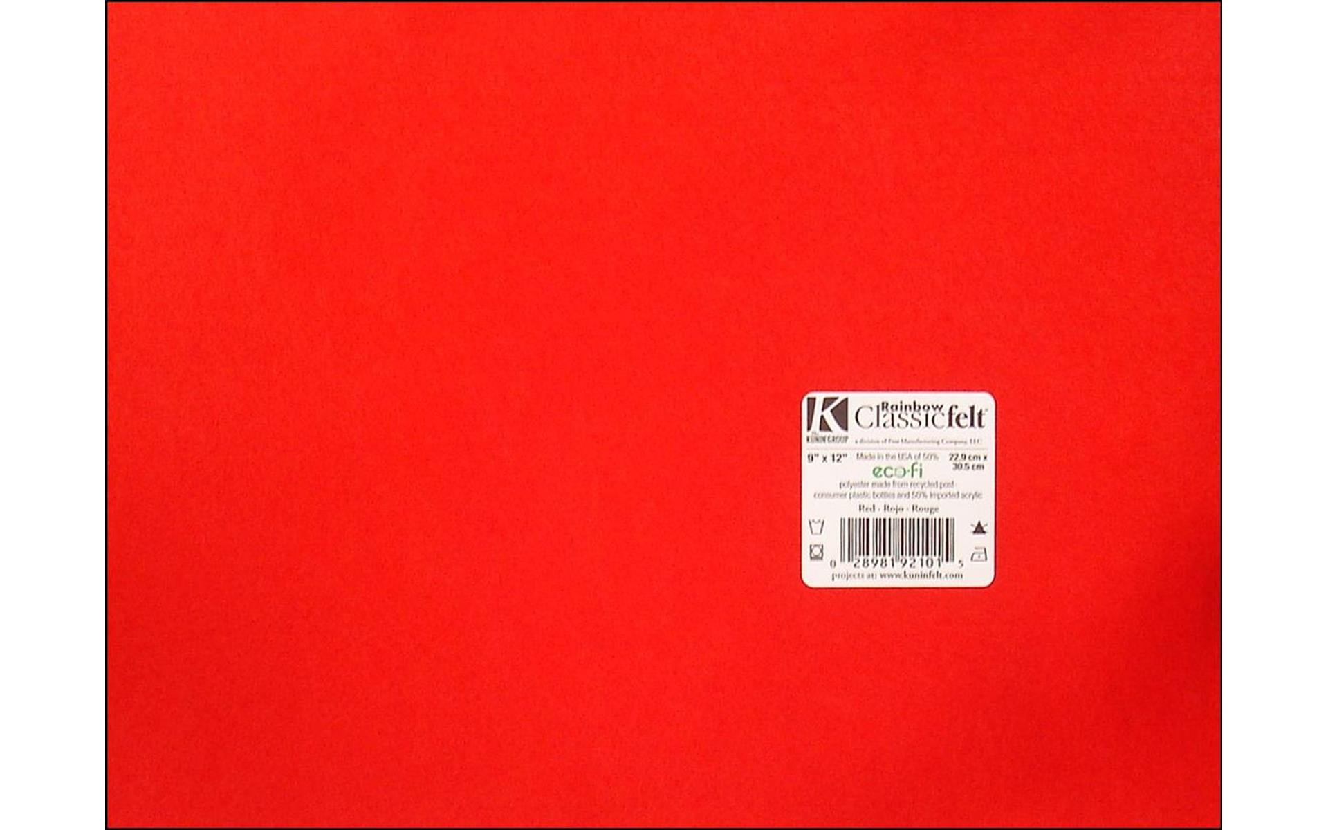 Kunin Rainbow Classic Felt 9 inch x 12 inch-Red