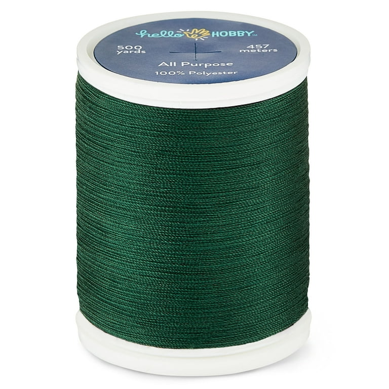 Hello Hobby Rich Green 100% Polyester All Purpose Thread, 500 Yards