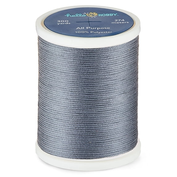 Hello Hobby Rock Gray 100% Polyester All Purpose Thread, 300 Yards