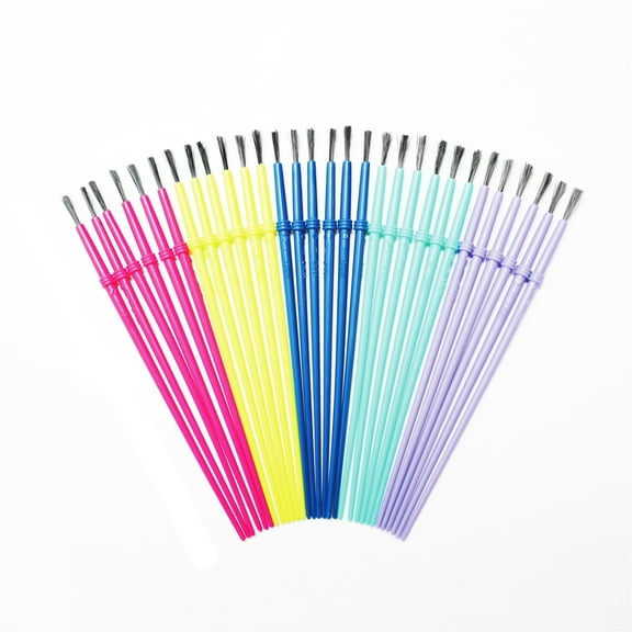 Hello Hobby Round Synthetic Bristle Art Brushes (30 Pack), Age Group 3+