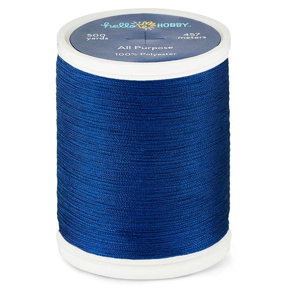 Hello Hobby Royal Blue 100% Polyester All Purpose Thread, 500 Yards