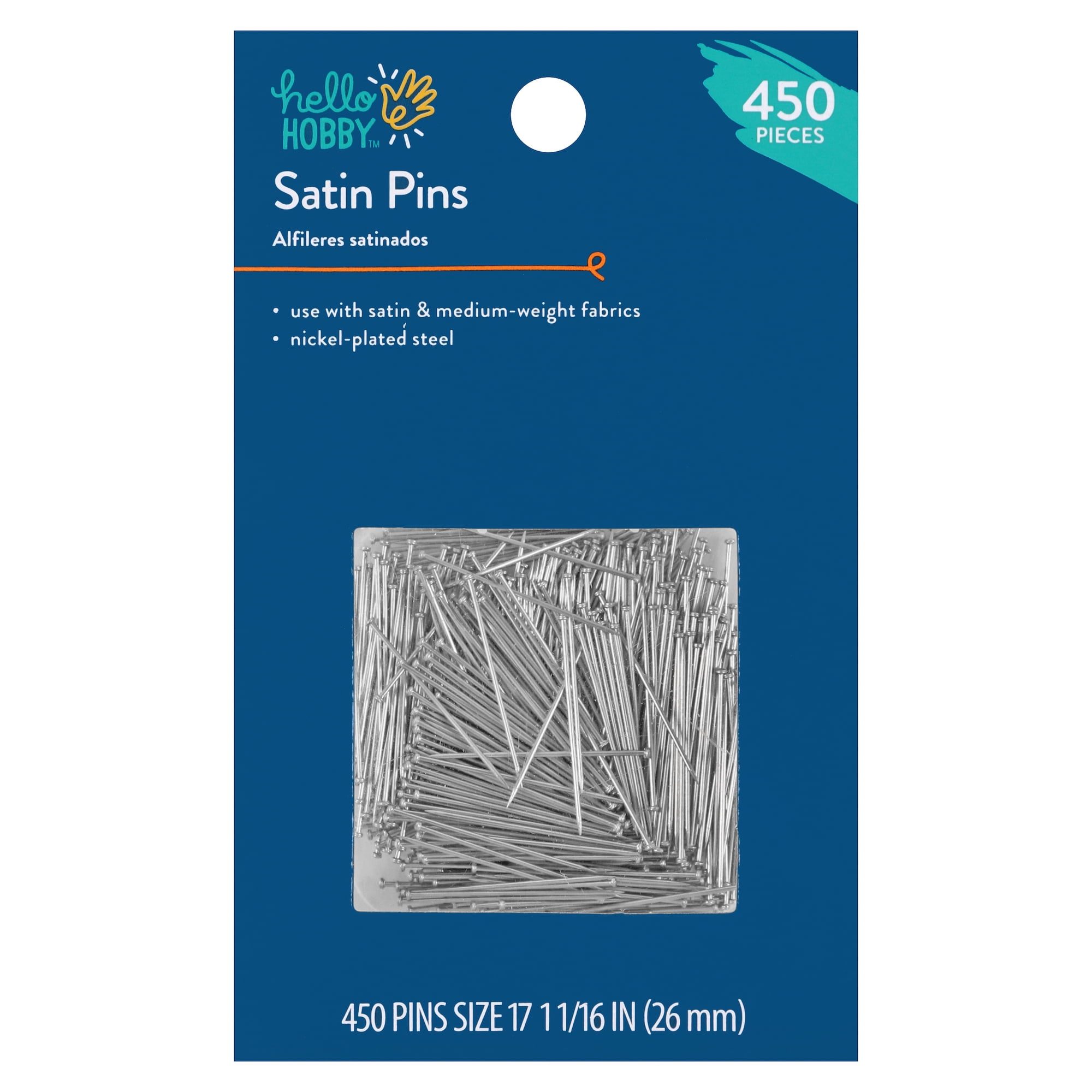 Hello Hobby Satin Size 17 Steel Silver Pins (450 Count)