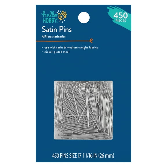 Hello Hobby Satin Size 17 Steel Silver Pins (450 Count)