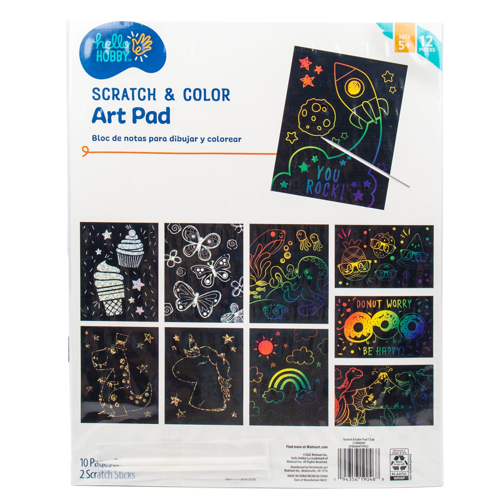 Hello Hobby Scratch & Color Art Pad, 11 x 14 