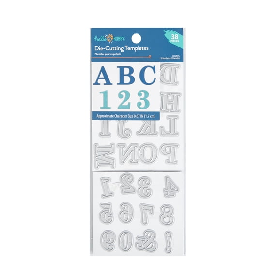 Hello Hobby Serif Alphabet with Numbers Die Cut Templates for Cardmaking, 38 Pieces