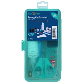 Hello Hobby Sew Kit Essentials with Storage Case, 64 Pieces, Teal