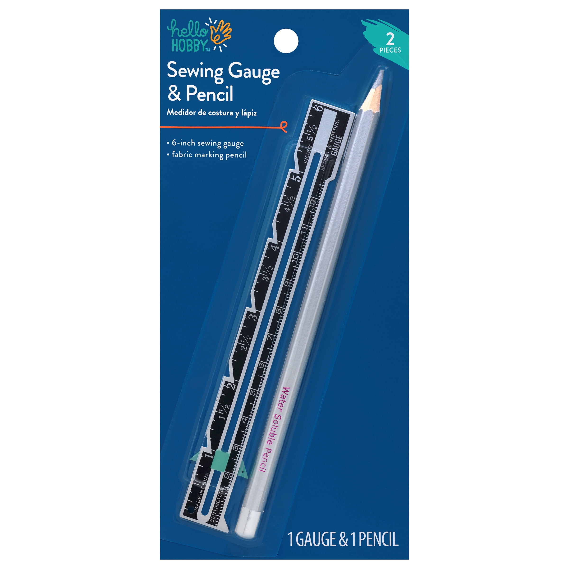 Hello Hobby 6-Inch Sewing Gauge and Fabric Marking Pencil Set
