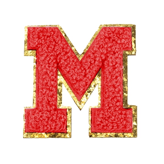 Hello Hobby Sewing Patch Applique, Chenille Letter M, Red