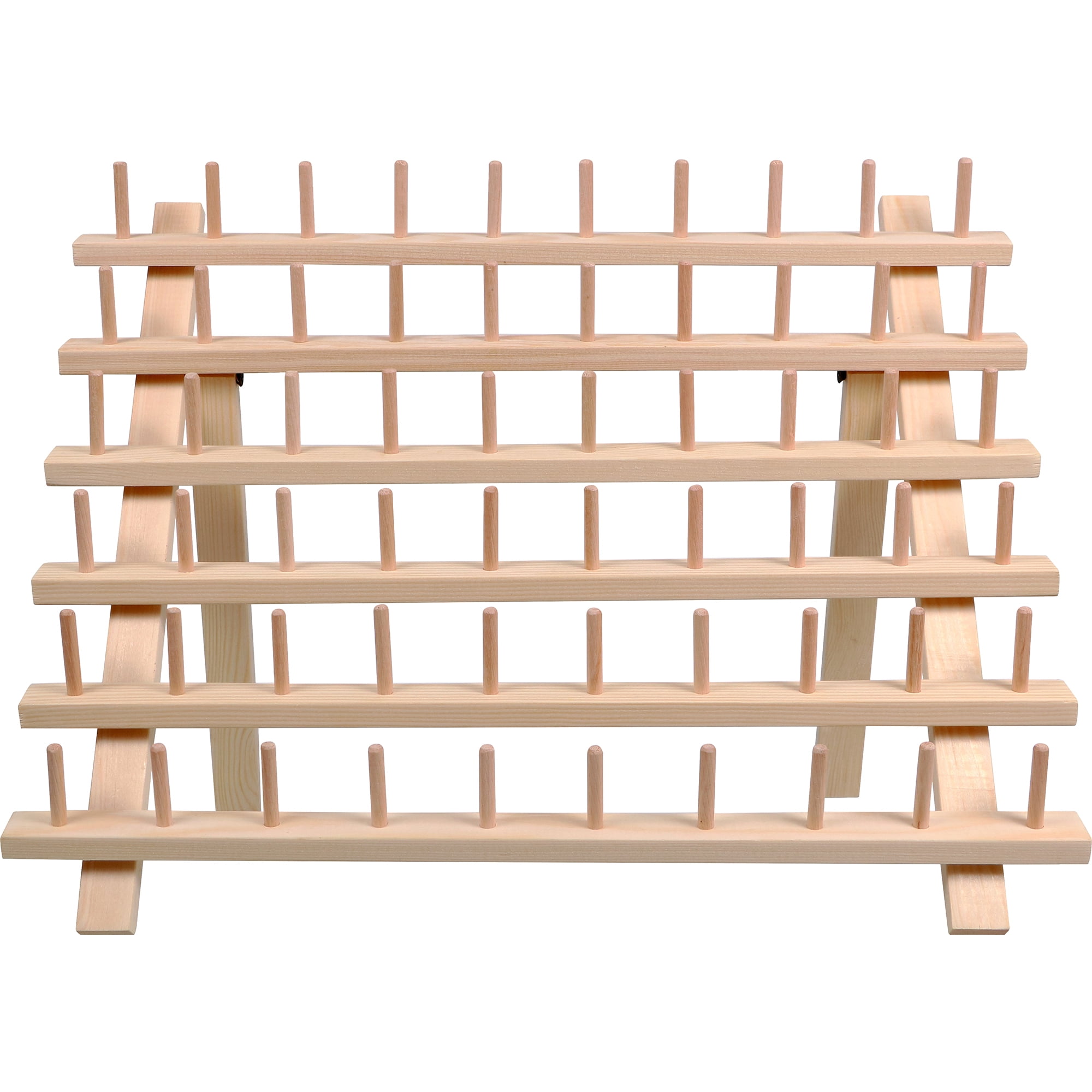 Jumble 60-Spool Wooden Thread Holder with Hanging Hooks
