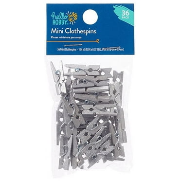 Hello Hobby Silver Mini 1" Wood Clothespins, 36 Pieces