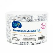 Hello Hobby Silver Plastic Flatback Round Gemstone Jewels for Child Crafts, Assorted Sizes, 16oz Tub