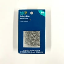Hello Hobby Silver Safety Pins 80 Count with Assorted Sizes, Nickel-Plated Brass
