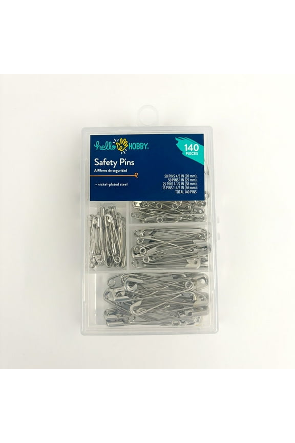 Silver Steel Safety Pins Mix 140 Count with Assorted Sizes
